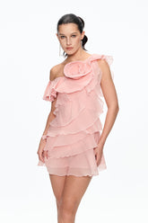 Cahir Çiçek Fırfırlı Mini Elbise